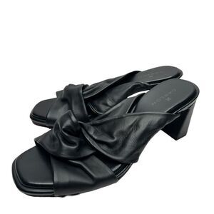 Caslon Sandals Womens Size 6.5 Black Leather Crisscross Open Toe Block Heel